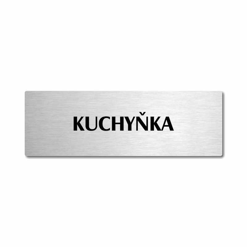 Kuchyňka, stříbrná popiska na dveře